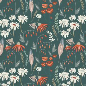 Colour Single Stretch Cotton Green Daisies AGF