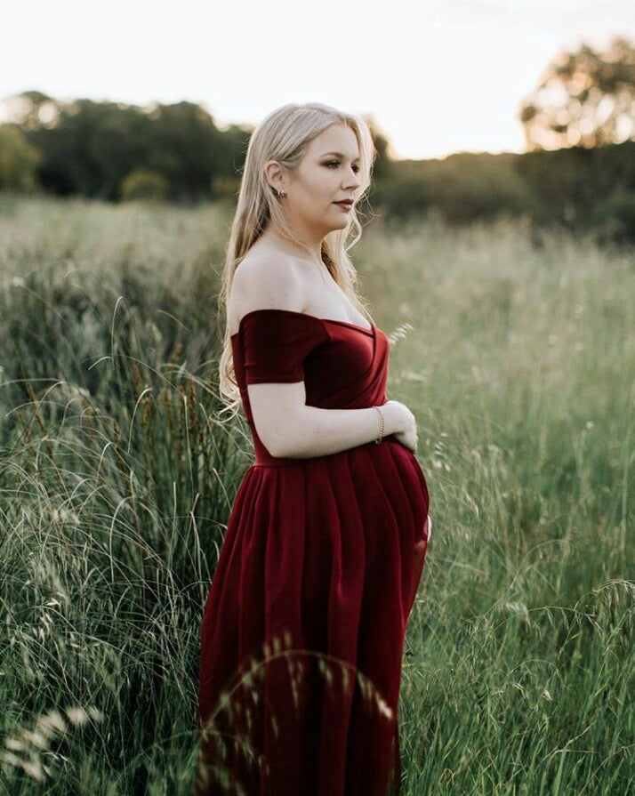 Custom Made Maternity Gown with Easy Fitting Pleated Skirt Base