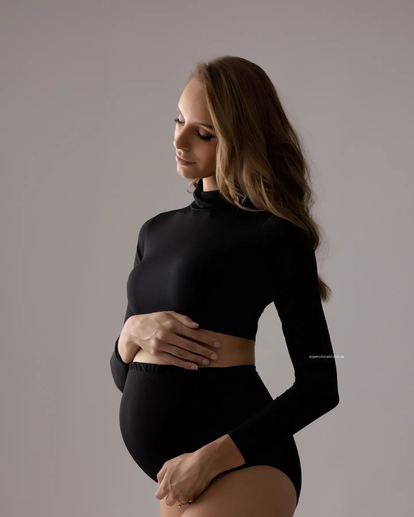 SET: Turtleneck Crop & Kitty Panties - Ready to Send - Black
