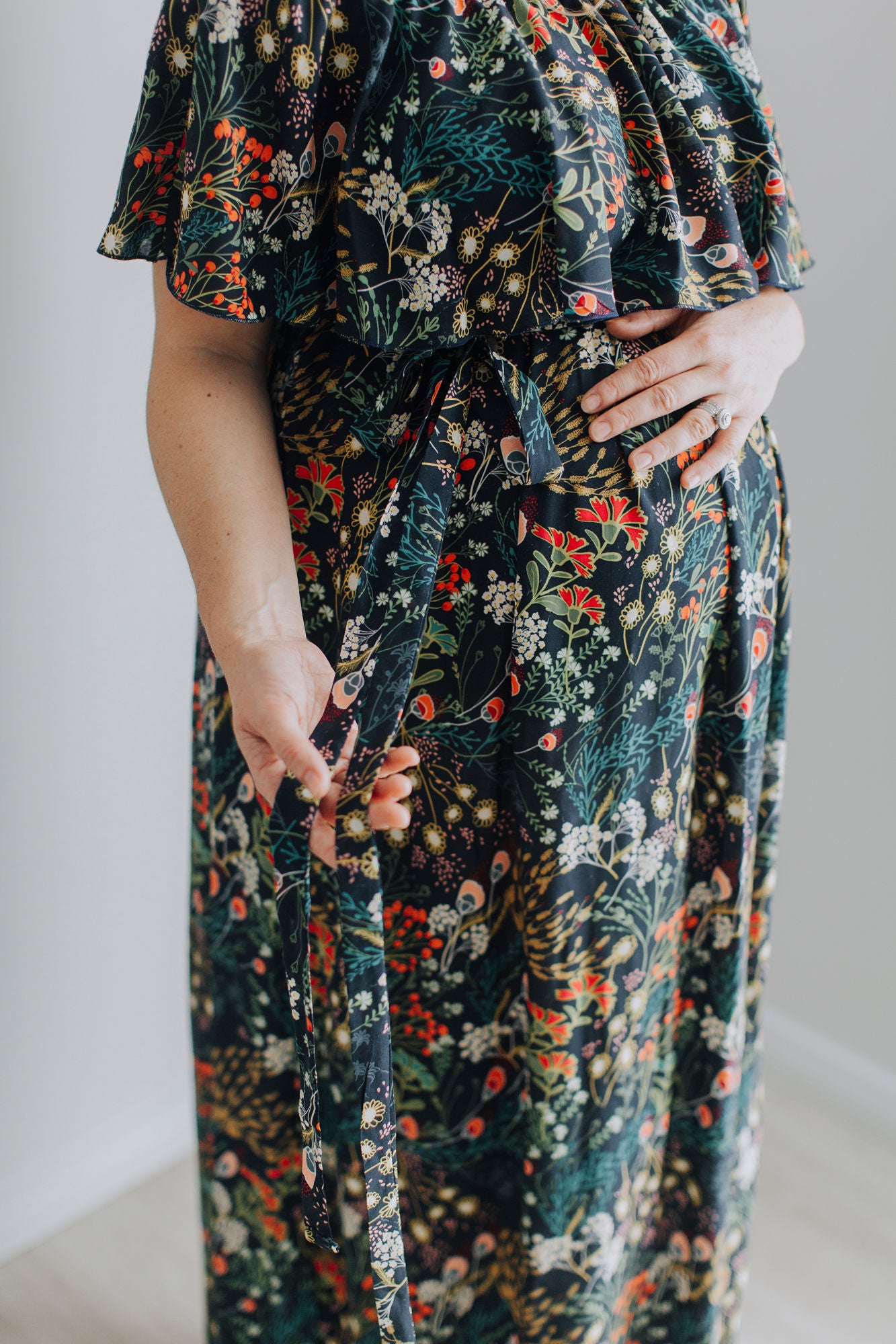 Imogen Maxi Dress Portrait Belly Blue Rayon Occasional Breastfeeding