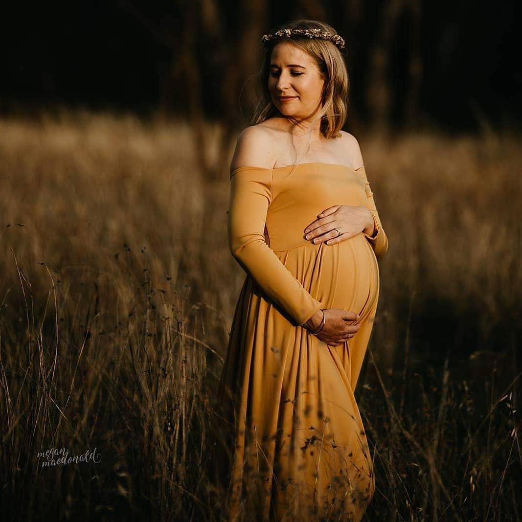 Custom Made Maternity Gown with Easy Fitting Pleated Skirt Base