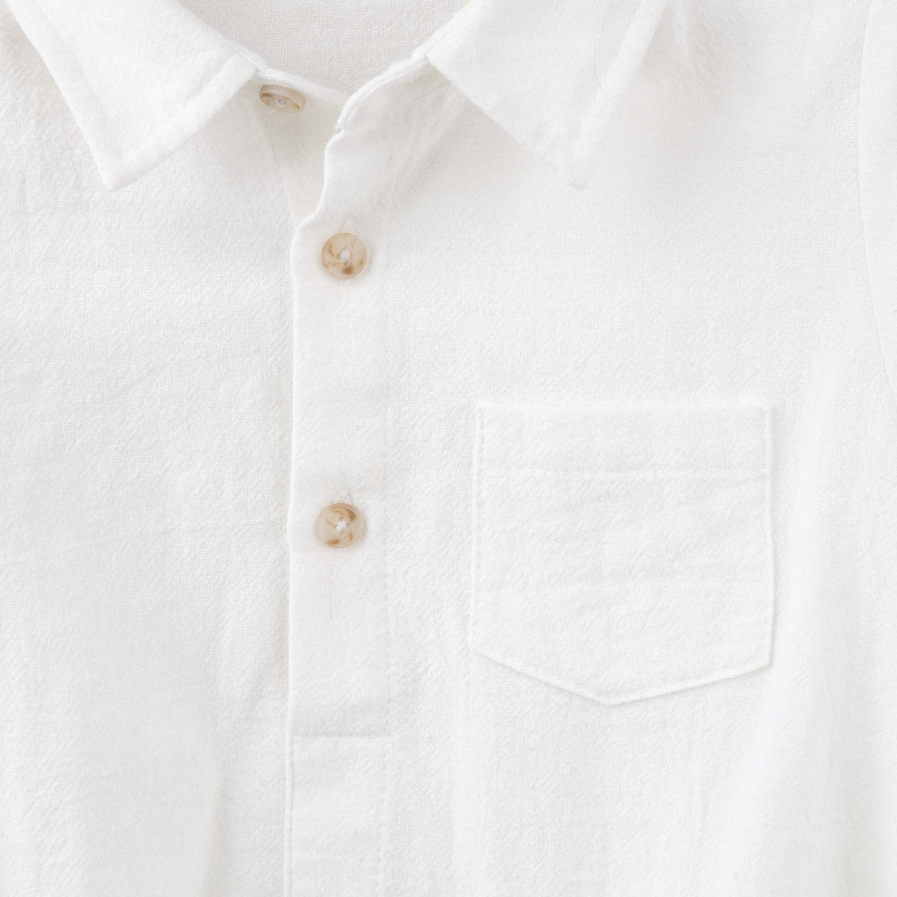 Archie S/S Button Romper - Ivory
