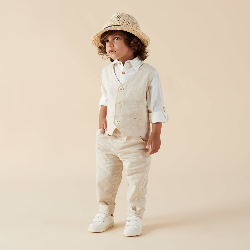 Finley Linen Vest- Sand