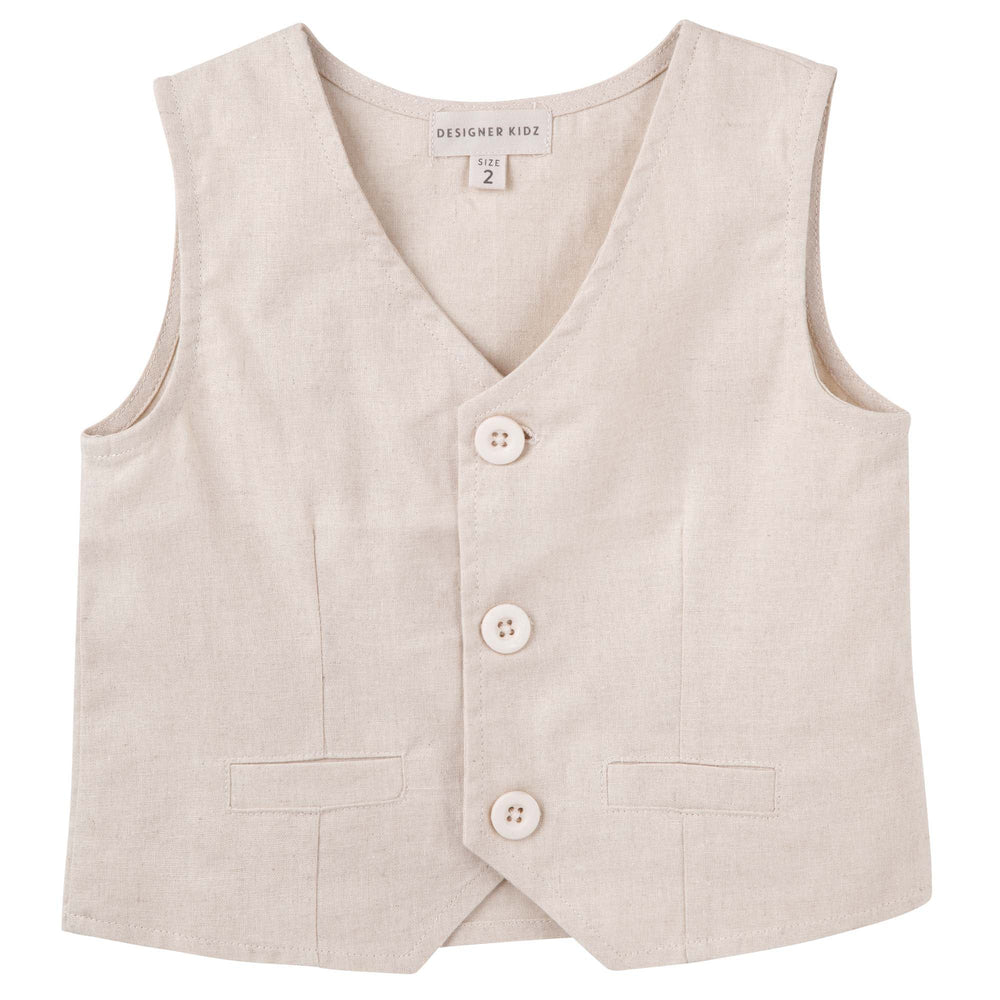 Finley Linen Vest- Sand