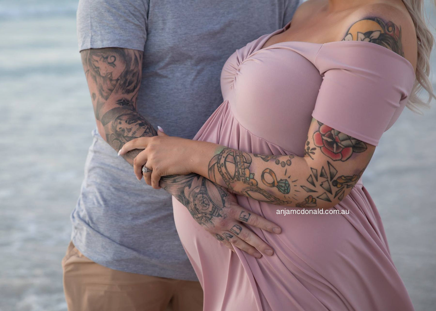 Custom Made Maternity Gown with Easy Fitting Pleated Skirt Base