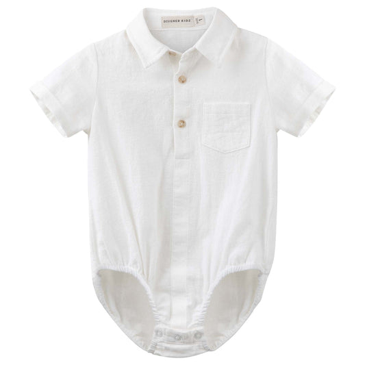 Archie S/S Button Romper - Ivory