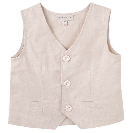 Finley Linen Vest- Sand