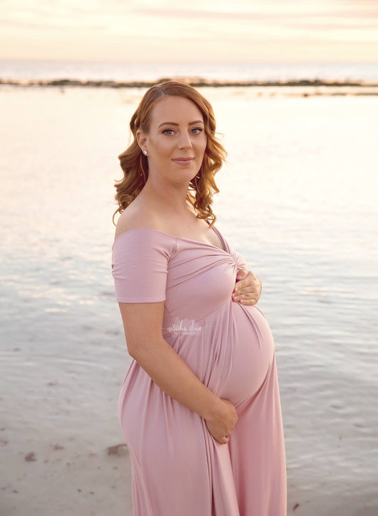 Custom Made Maternity Gown with Easy Fitting Pleated Skirt Base